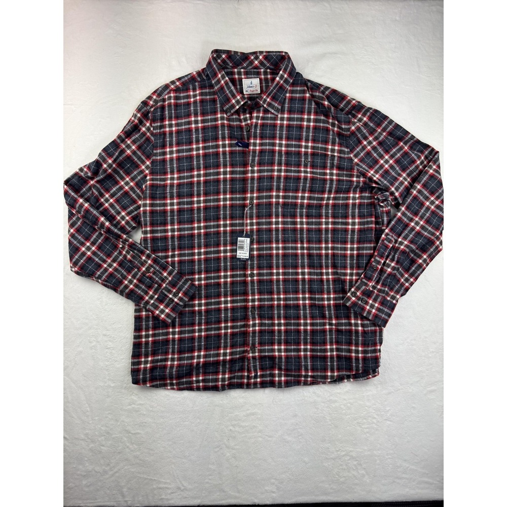 Johnnie-O Shirt Mens 2XL Blue Plaid Flannel Long Sleeve Button Front Casual